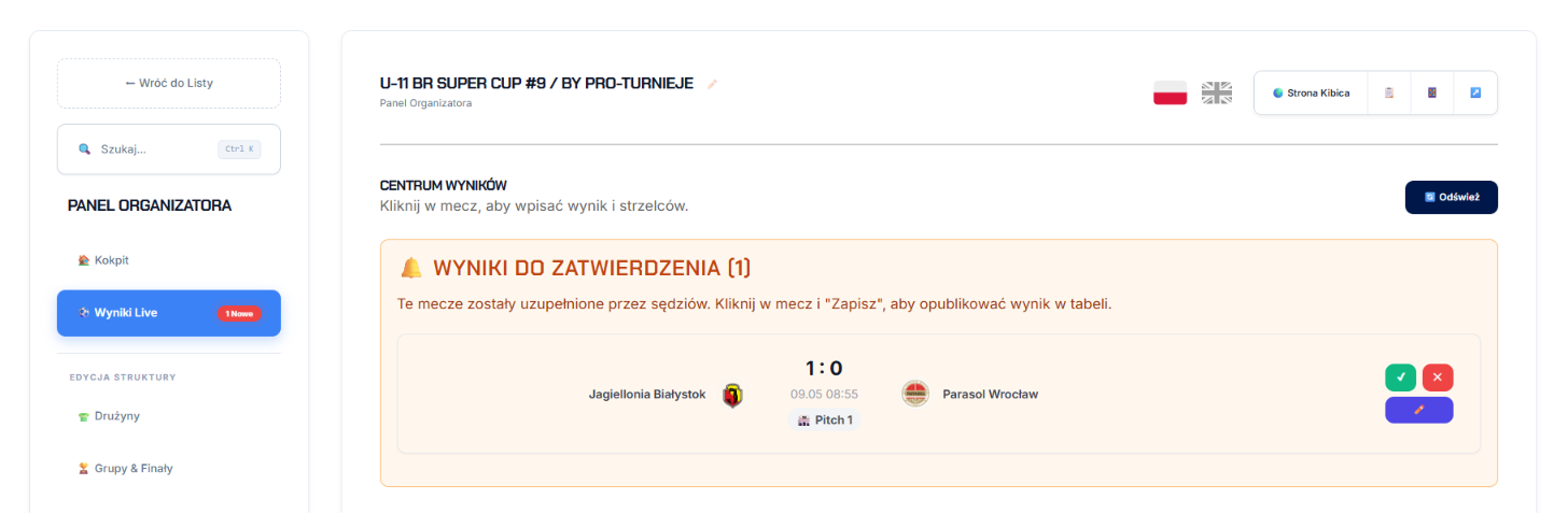 Panel akceptacji wyników