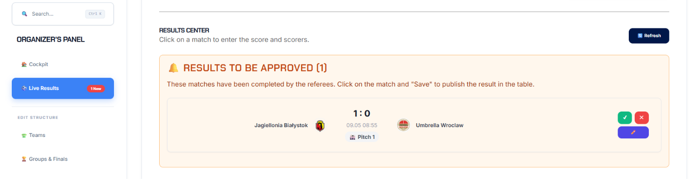Pending scores approval